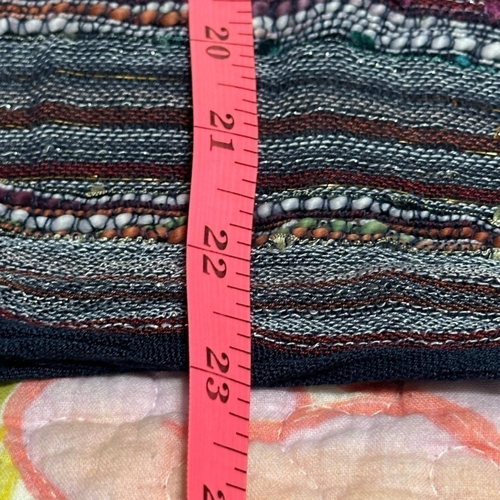 Ladies blue/multi/metallic copper infinity scarf. Length 66, width 22 3/4. - Picture 2 of 6
